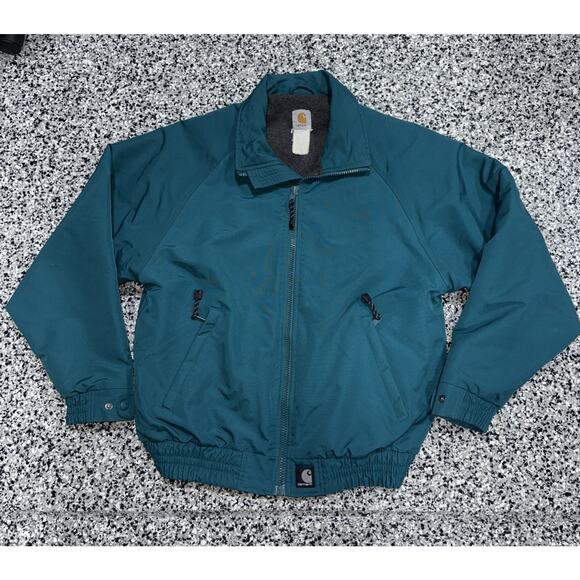 Vintage Carhartt Turquoise Wind Resistant Fleece Lined Jacket Men's L/XL ? READ - Picture 1 of 15